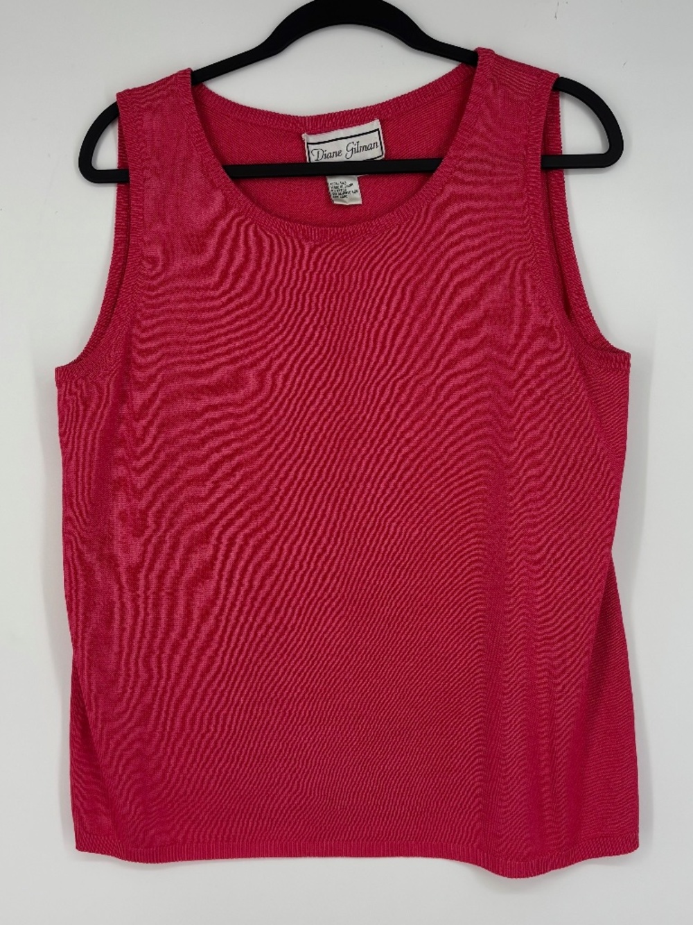 Diane Gilman Womens Large Sleeveless Shell Tank Top Bright Pink 100% Silk Knit